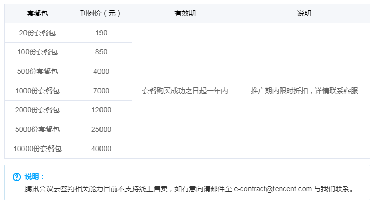 腾讯电子签SaaS版产品价格！