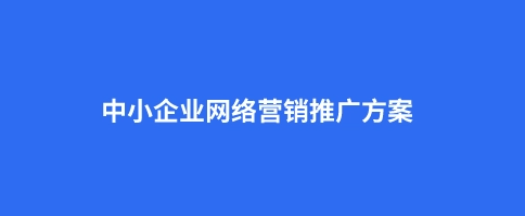 中小企业网络营销推广方案？